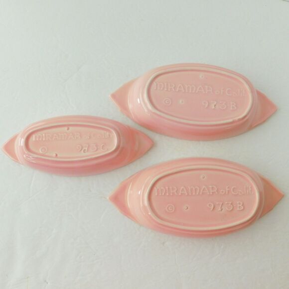 Miramar of California USA Pottery Pink Dishes Lot of 3 Vintage MCM Serving Candy - Picture 6 of 13
